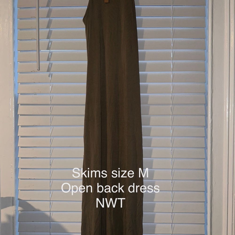 SKIMS Backless Dress in Deep Olive